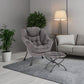 Lazy Chair with Ottoman, Modern Accent Leisure Upholstered Lazy Sofa Armchair, Contemporary Lounge Reading Chair with Armrests and a Side Pocket for Living Room, Bedroom & Small Space, Dark Grey
