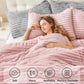 Fleece Queen Comforter Set -Super Soft & Warm Fluffy Pink Bedding, Luxury Fuzzy Heavy Bed Set for Winter with 2 Pillow Cases