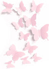 Cute Pink Butterfly Wall Decor 24 Pcs, Girls Room Wall Decals, Danish Pastel Aesthetic Butterflies Stickers for Nursery Decorations, Baby Toddler Room Decor for Girls