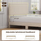 Bed Frame Queen Size with Headboard,Platform Bed Frame Upholstered with LED Lighting,Solid Wooden Bed Frame Slats Support,No Box Spring Needed, Never Squeaks, Easy Assembly,Beige