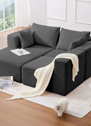 107-Inch Modular L-Shaped Sectional Sofa, Contemporary Cloud Couch with Chaise for Living Room and Bedroom, Gray