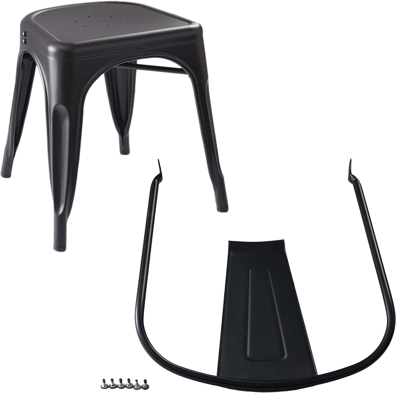 Metal Dining Chairs, Matte Black, 1 Count (Pack of 4)