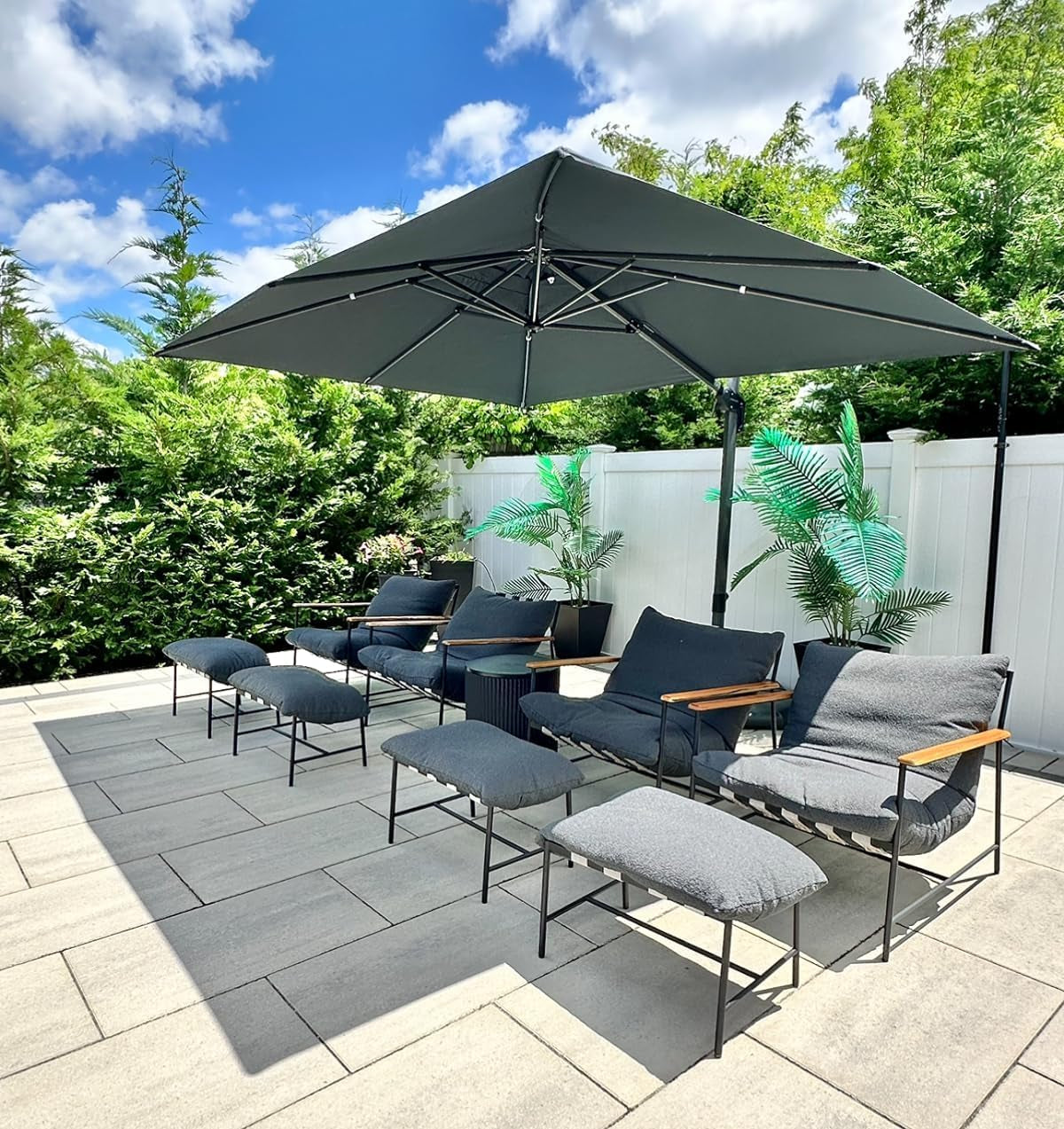 9' X 11.5' Patio Umbrella Outdoor Cantilever Rectangle Umbrella Aluminum Offset Umbrella with 360-Degree Rotation for Garden Deck Pool Patio, Grey