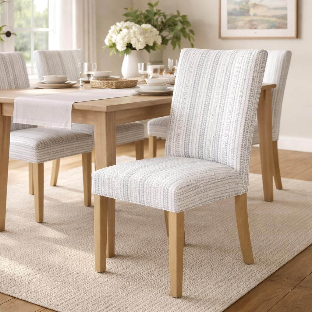 Classic Parsons Dining Chair -Blue Farmhouse Stripe (Set of 2)