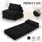 Folding Sofa Bed, Convertible Sleeper Chair Bed W/Dual-Pillow & Handle, Foldable Floor Sofa Lounge W/Back Support for Living Room, Bedroom, Apartment, Office, Single, Black