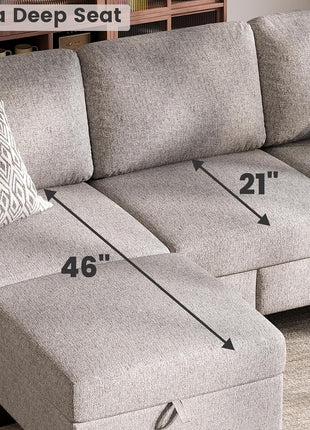 L-Shaped Sectional Sofa with Movable Ottoman, 78'' Brown 3-Seat Linen Couch, Ideal for Small Spaces, Apartments, and Dorms