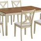 7-Piece Farmhouse Solid Wood Dining Table Set with 6 Upholstered Chairs, 60" Space Saving Dinner Table & Chairs Set, for Dining Room, Kitchen, Restaurant, Rustic Cream