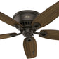 52 Inch Indoor Ceiling Fan with LED Lights - Bronze Ceiling Fan with Pull Chain, for Bedroom, Living Room, or Kitchen, Low Profile Mount, No Remote, 5 Blades - Builder 53327, New Bronze