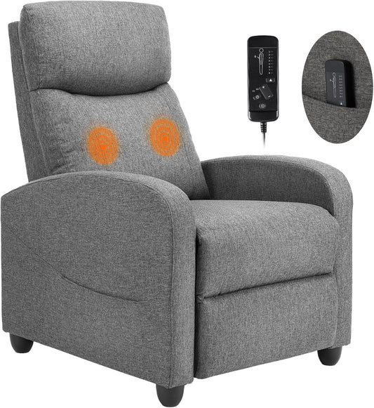 Massage Recliner Chair for Adults, Adjustable Home Theater Seating with Lumbar Support, Small Recliners for Small Spaces, Dark Grey