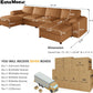 Brown Faux Leather Sectional Sofa,Leather Sectional Couch with Deep Seat,Extra Large U Shaped Couch,Oversized Modular Modern Scratch Resistant Sofas