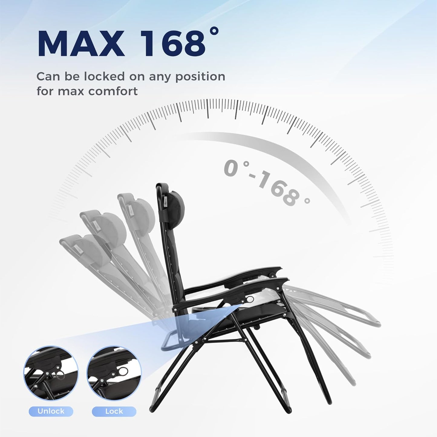 Oversized Zero Gravity Chairs Set of 2, Folding Padded Recliner anti Gravity Lounge Chair with 28" Wide Seat and Cup Holder, Support 400Lbs, Grey & Black