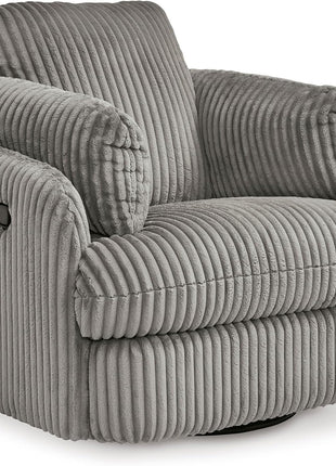 Ashley Signature Design Tie-Breaker Cozy Contemporary Manual Press-Back Swivel Glider Rocker Recliner with Two Bolster Pillows and Hidden Storage in White