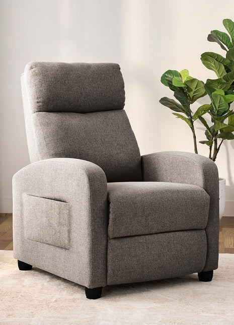 Modern Recliner Chair for Living Room - Adjustable Home Theater Seating with Soft Linen Upholstery & High Backrest, Ideal for Small Spaces, Linen Gray