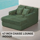 47" Boneless Chaise Lounge Chair Indoor,No Assembly Single Sleeper Upholstered Boneless Couch with 4 Pillows,Comfy Pet Friendly High Weight Capacity Foam for Bedroom,Living Room,Study Room,Green