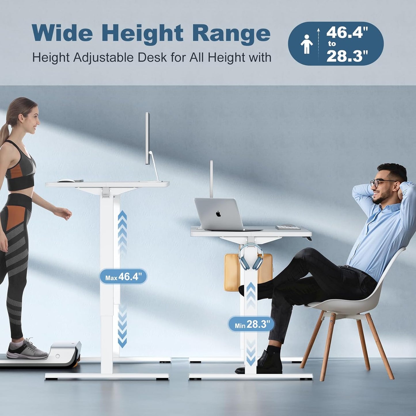 63 Inch Electric Standing Desk Height Adjustable, Sit to Stand Computer Workstations Large Work PC Table Home Office Writing Gaming Desks with Memory Presets for Walking Pad, Bedroom, White