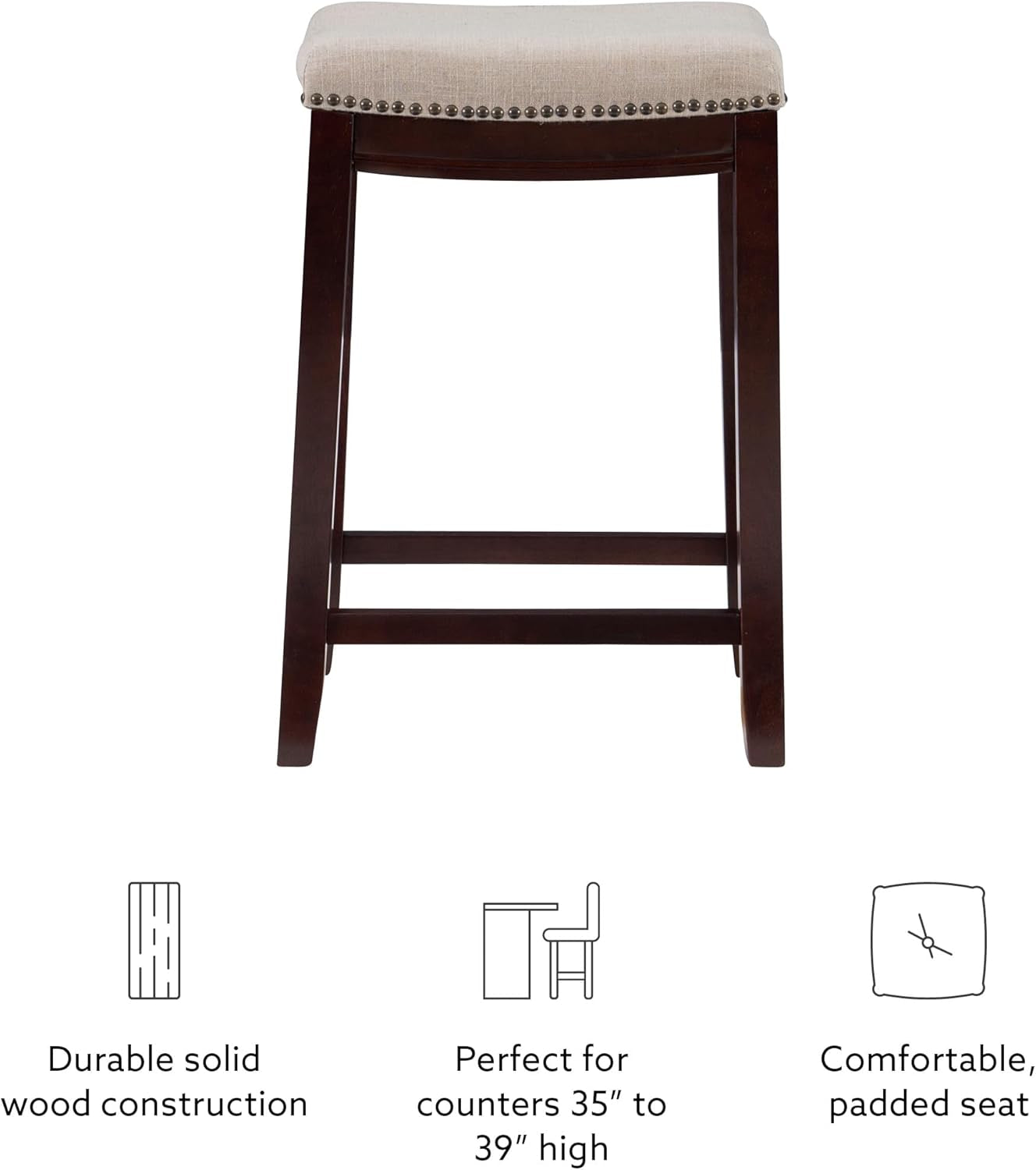 Harper Beige & Dark Walnut 24" Counter Stool, Beige/Dark Walnut (98325WAL-01-KD)