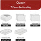 7 Pieces Queen Comforter Set, Reversible Bed in a Bag Queen Size, All Season Bedding Set with Comforter, Flat Sheet, Fitted Sheet, Pillowcases & Shams, Red & Black