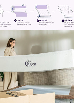8-Inch Queen Bamboo Charcoal Memory Foam Mattress - Convenient Bed in a Box, White