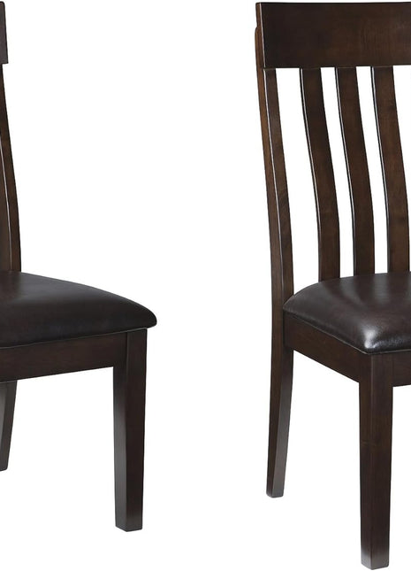 Ashley Signature Design Haddigan Set of 2 Dark Brown Faux Leather Cushioned Rake Back Dining Chairs