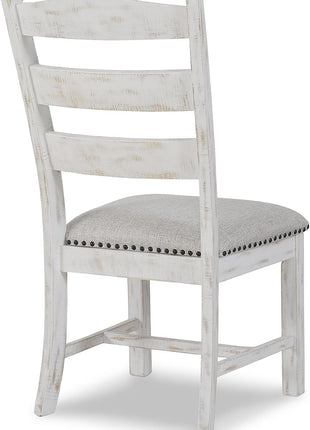 Valebeck Farmhouse Cushioned Dining Chairs, Set of 2, by Signature Design by Ashley, Featuring Nailhead Trim, Fabric Upholstery, Solid Wood Construction, 39" Seat Height, Whitewash Finish