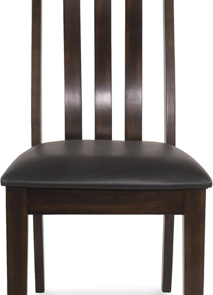 Ashley Signature Design Haddigan Set of 2 Dark Brown Faux Leather Cushioned Rake Back Dining Chairs