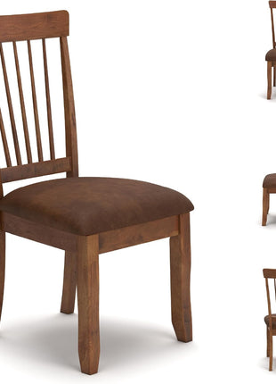 Berringer Spindle Back Dining Chairs (Set of 2) by Signature Design by Ashley – Rustic Light Brown Finish with Upholstered Cushioned Seats