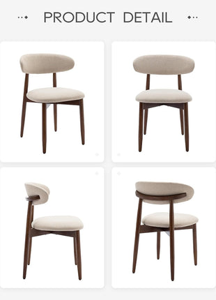 Set of 4 Modern Fabric Upholstered Wooden Dining Chairs with Foot Pegs in Beige for Farmhouse Kitchen Seating