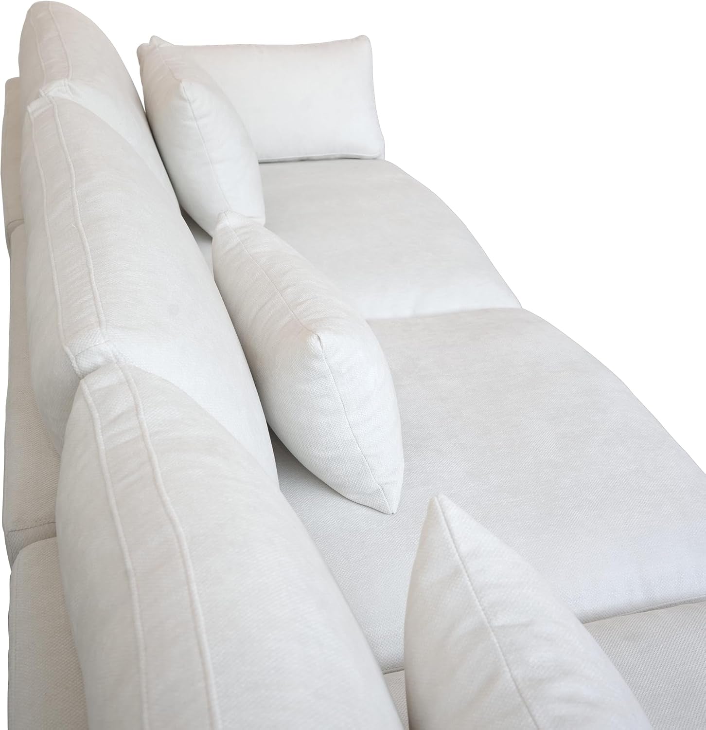 154" Modular Sectional Sofa Cloud Couch,Oversized Linen V-Shaped Sectional Sofa with Deep Seat, U-Shape 6-Seater Couch with Ottoman for Living Room in White