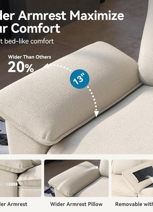 3-Piece Beige Chenille Sofa Set: Stylish Modular Loveseats and Spacious Couch for Elegant Living Spaces