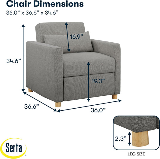 ® Corwin 36" Convertible Accent Chair, Dreamcoil® Comfort, Fingerguard® Pinch Point Protection, Polyester Boucle Fabric, Gray