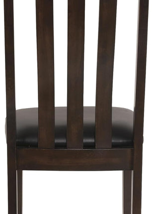 Ashley Signature Design Haddigan Set of 2 Dark Brown Faux Leather Cushioned Rake Back Dining Chairs