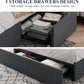 Queen Size Platform Bed Frame with 3 Storage Drawers, Fabric Upholstered, Wooden Slats Support, No Box Spring Needed, Noise Free, Easy Assembly, Dark Grey