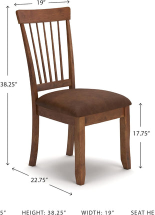 Berringer Spindle Back Dining Chairs (Set of 2) by Signature Design by Ashley – Rustic Light Brown Finish with Upholstered Cushioned Seats