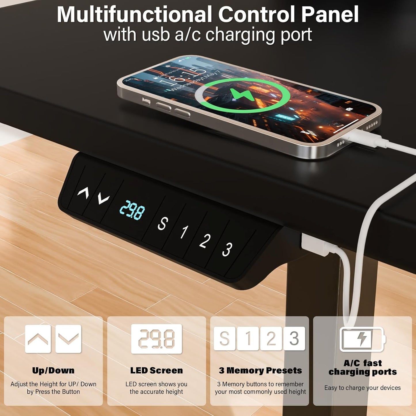 63 X 55 Inch L Shaped Standing Desk, Corner Computer Desk, Electric Adjustable Height Stand up Table, L Sit Stand Desk for Home Office Gaming, Classic Black