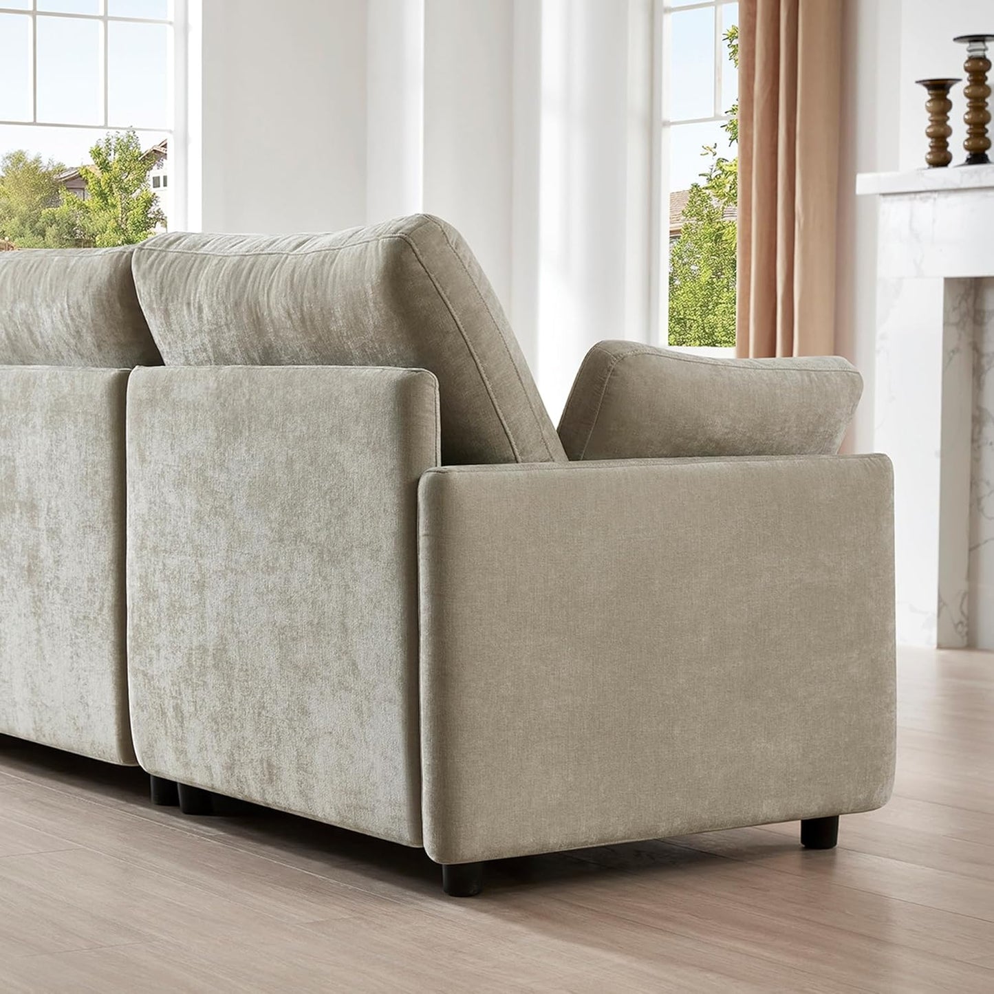 Modular Sectional Loveseat Sofa with Ottoman, Modern Cloud Couch for Living Room and Apartment, 2 Seat Extra Comfty Sofa, Removable Cover, 73.6 Inch Width, Classic Taupe