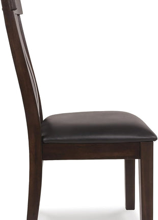 Ashley Signature Design Haddigan Set of 2 Dark Brown Faux Leather Cushioned Rake Back Dining Chairs