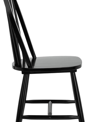 Camden Set of 2 Black Windsor Farmhouse Dining Chairs with Spindle Back, Solid Wood Construction, Americana Style (DCH8501A-SET2)
