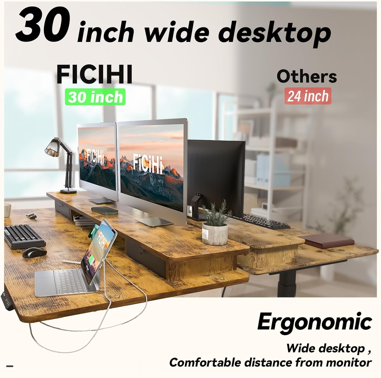 Adjustable Height Standing Desk with 4 Drawers,55 X 30 Inches Electric Sit Stand Home Office Desk with Two Tiers, 3 Memory Presets, Monitor Stand Riser, USB A/C Charging Port
