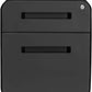 STOCKPILE Mini Seated 2 Drawer Mobile File Cabinet with Removable Magnetic Cushion Seat - Short Version, Metal Filing Cabinet, Pre-Assembled, Black with Grey Cushion