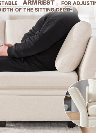 Modular U-Shaped Sectional Sofa with Storage, Convertible Design, High-Quality Soft Foam Cushions, Comfortable Seating for 6, Beige