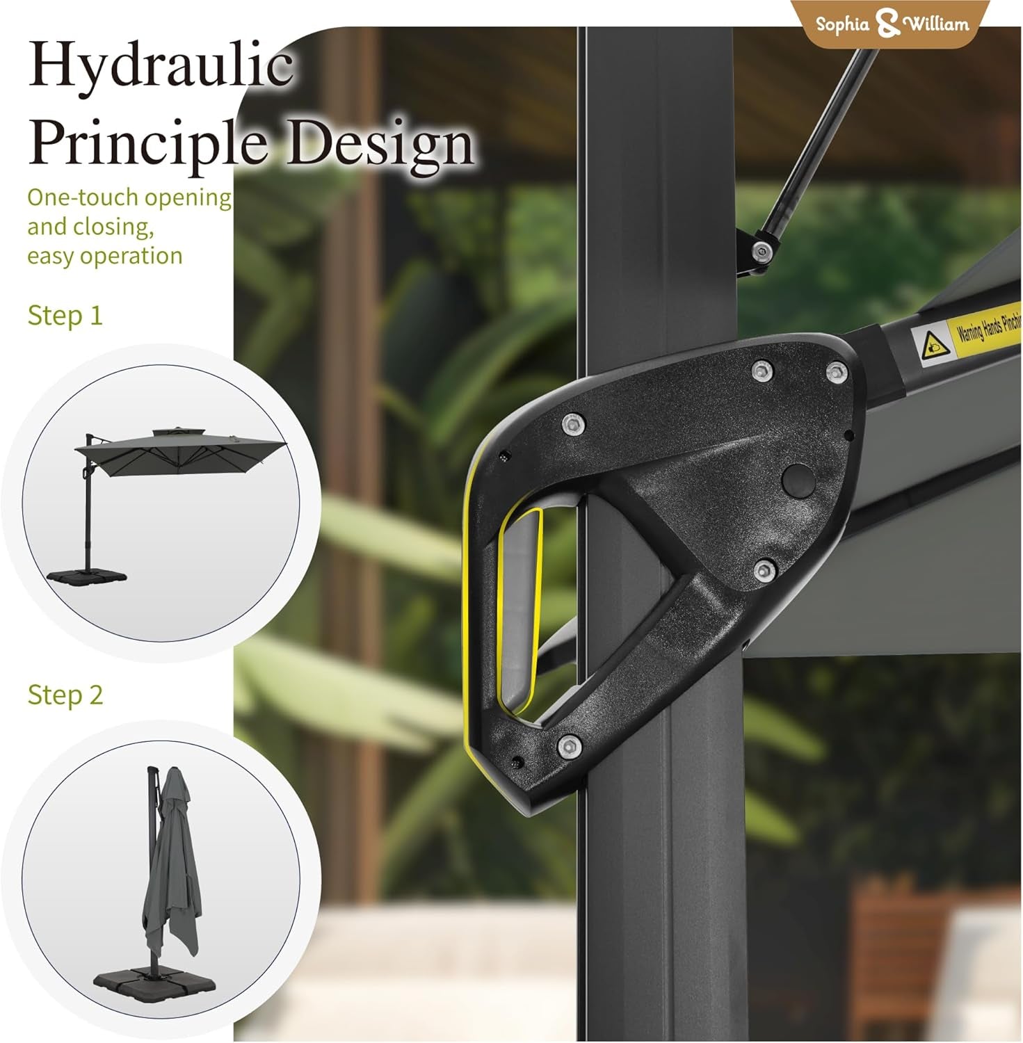 12Ft Cantilever Patio Umbrella with Base, Large Rectangular Umbrellas with 360-Degree Rotation, Aluminum Pole for Garden Pool Backyard, Grey