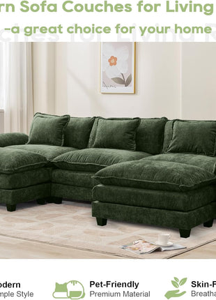 Ultimate Comfy Cloud 120" Modular Sectional Sofa with Ottoman - Ideal for Cozy Living Room Spaces
