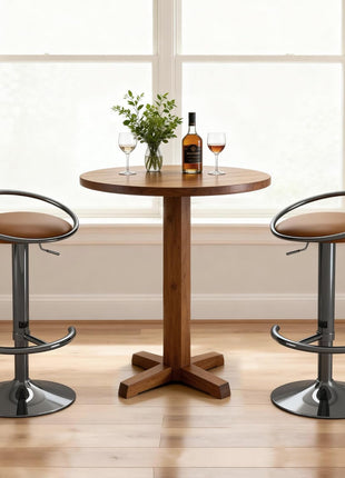 Set of 2 Adjustable Swivel Counter Height Bar Stools with Upholstered PU Leather Seats in Gloss Black for Bar, Kitchen Island, and Dining Room Use