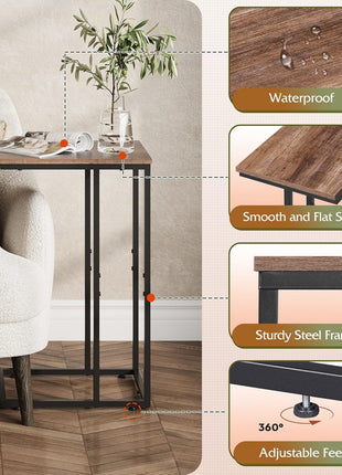C-Shaped End Table - Versatile Small Side Table for Sofa and Bed, Perfect for Living Room, Bedroom, and Home Office in Compact Spaces