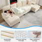 4 Seater U-Shaped Sectional Sofa Couches with Sleepable Armrest for Living Room Sets Furniture, 112" Width Corduroy Living Room Sleeper Sofa Couch Set with Double Chaises for Home Office, Beige