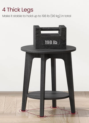 MAEZO Collection 2-Tier Round Side Table with Tapered Legs and Curved Transitions, Perfect for Small Spaces, Living Room, and Bedroom, Charcoal Gray ULET283T22