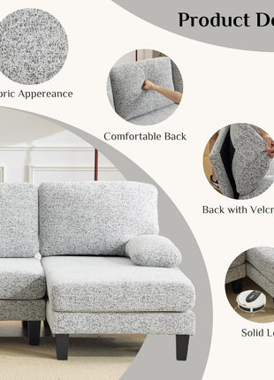 Elevate Your Living Room Aesthetics with Our Elegant 110" U-Shape Sectional Couch Featuring Luxurious Chenille Upholstery and Contemporary Design Elements