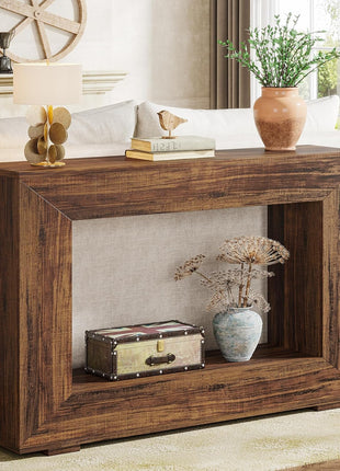 47-Inch Industrial Farmhouse Console Table with Storage for Living Room and Hallway