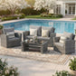 4 Piece Patio Furniture Set, Wicker Outdoor Patio Conversation Furniture Set, All Weather Outdoor Patio Sofa with Cushion and Glass Table, Ash Gray