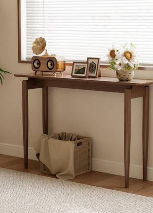 Walnut Wood Slim Console Table for Entryway and Living Room (47.2 inches)